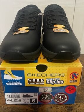 Skechers Men's Black Slip-In Work Sneakers